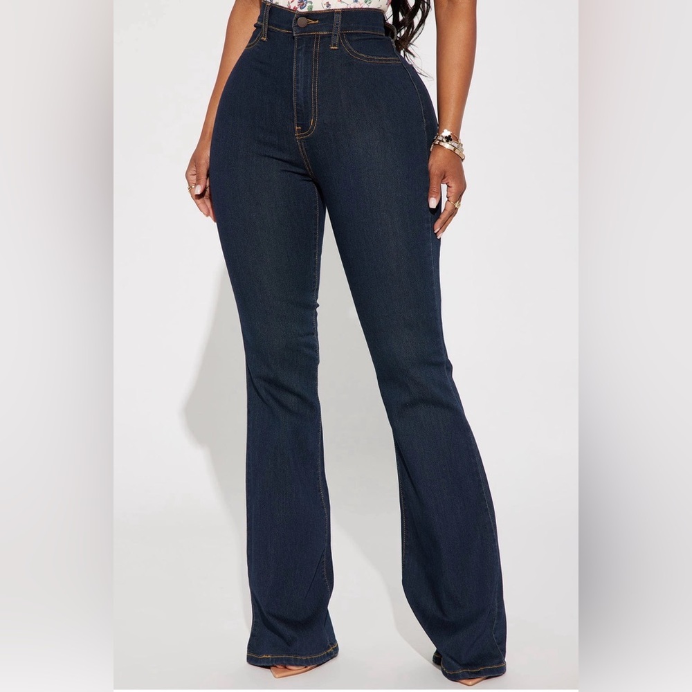 Fashion Nova Dark Blue Flare Jeans